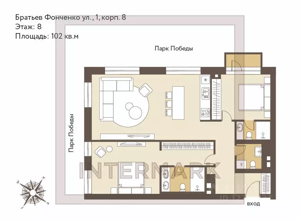 3-к кв. Москва ул. Братьев Фонченко, 1к8 (102.0 м) - Фото 2