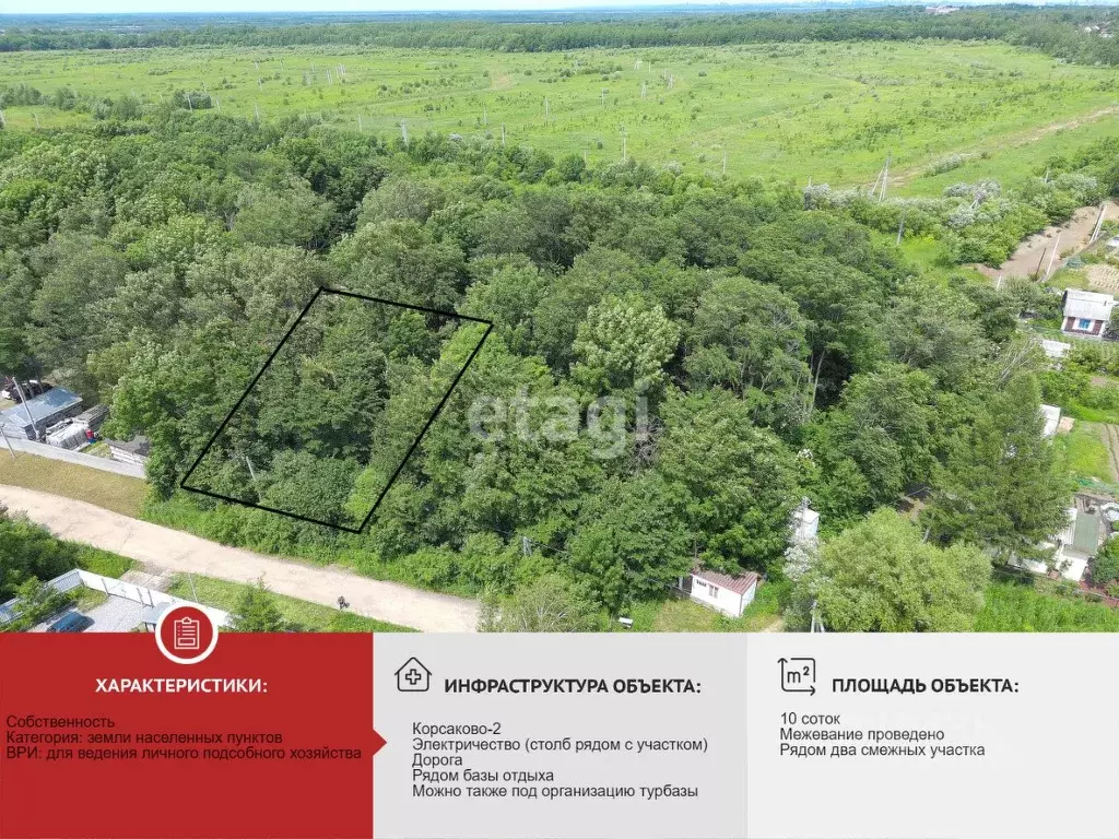 Участок в Хабаровский край, Хабаровский район, с. Корсаково-1 ул. ... - Фото 1