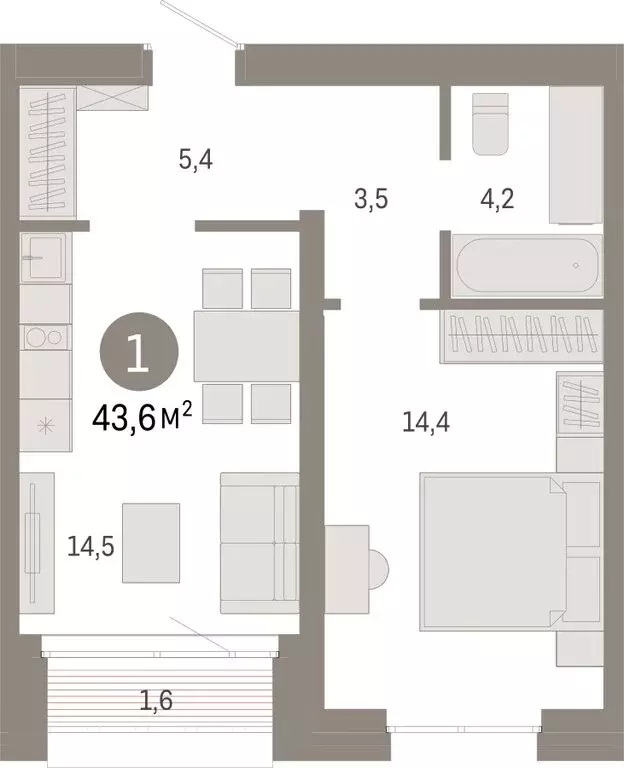 1-комнатная квартира: Екатеринбург, улица Советских Женщин (43.5 м) - Фото 0