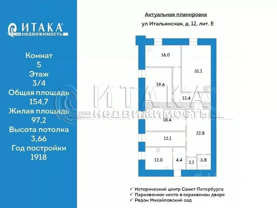 5-к кв. Санкт-Петербург Итальянская ул., 12Е (154.7 м) - Фото 2