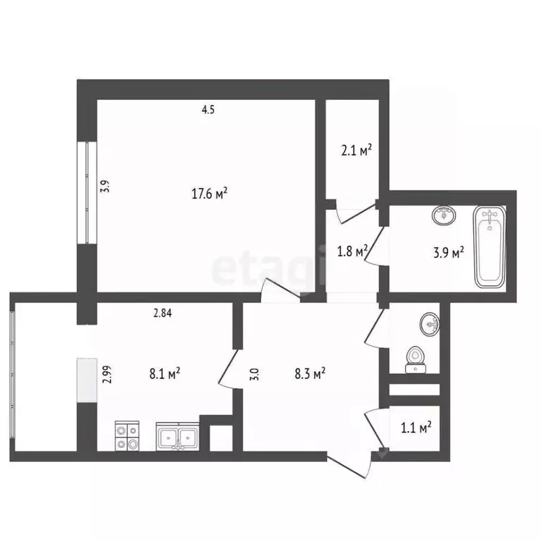 1-к кв. Ямало-Ненецкий АО, Новый Уренгой Оптимистов мкр, 4/1 (45.0 м) - Фото 2