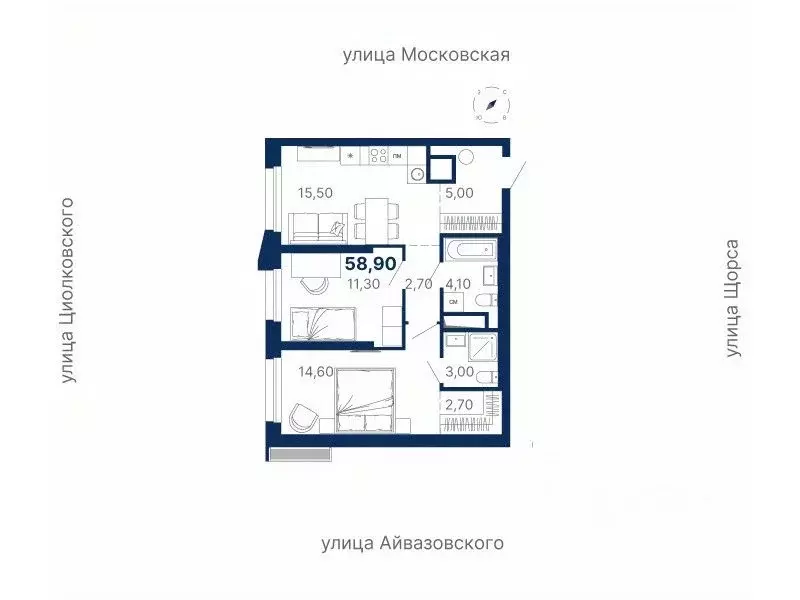 2-к кв. Свердловская область, Екатеринбург ул. Московская, 249/2 (58.8 ... - Фото 0