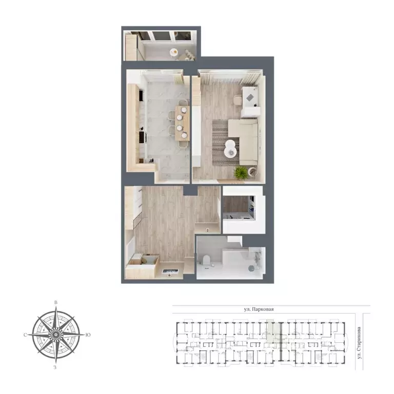 1-к кв. Карачаево-Черкесия, Черкесск Парковая ул., 10 (64.74 м) - Фото 1