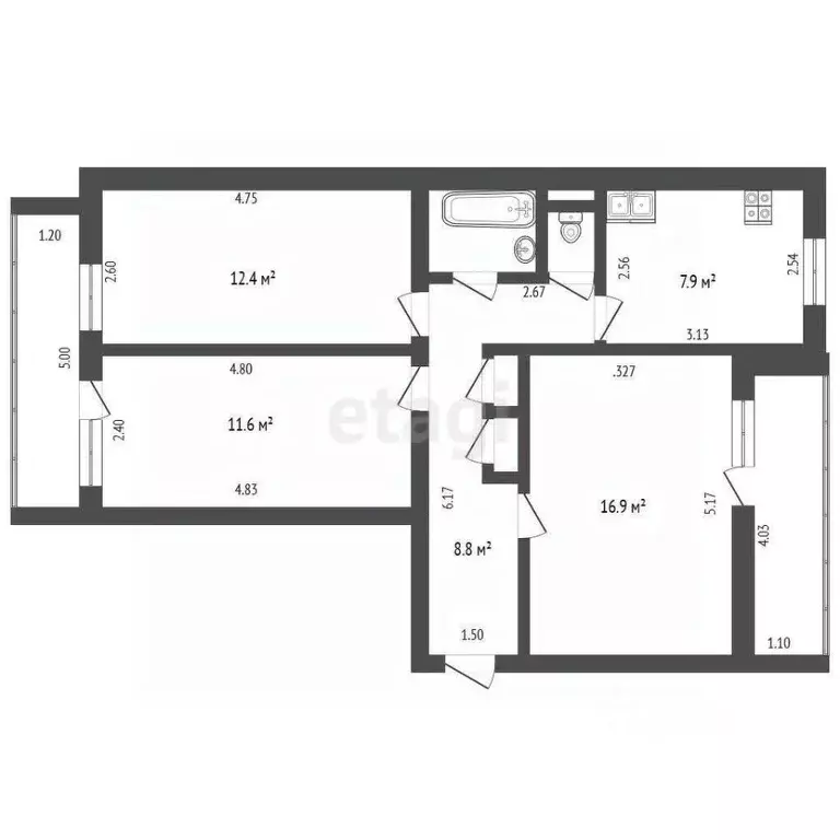 3-к кв. Костромская область, Кострома ул. Свердлова, 78 (67.1 м) - Фото 0