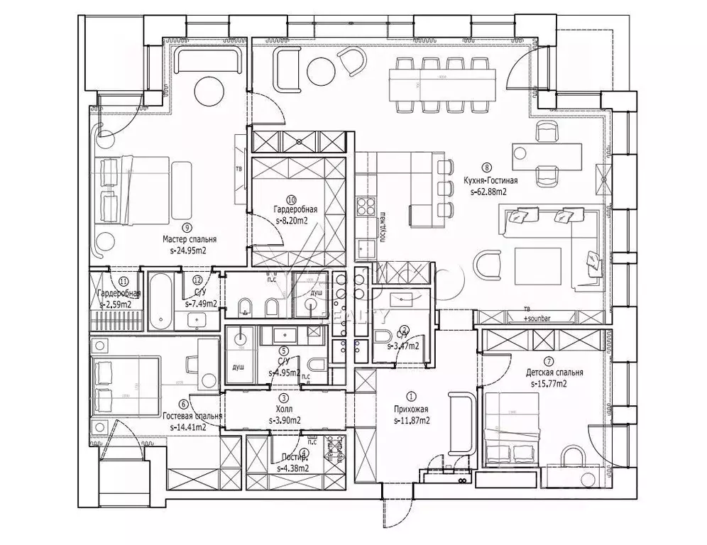 4-к кв. Москва ул. Усачева, 3 (170.0 м) - Фото 2