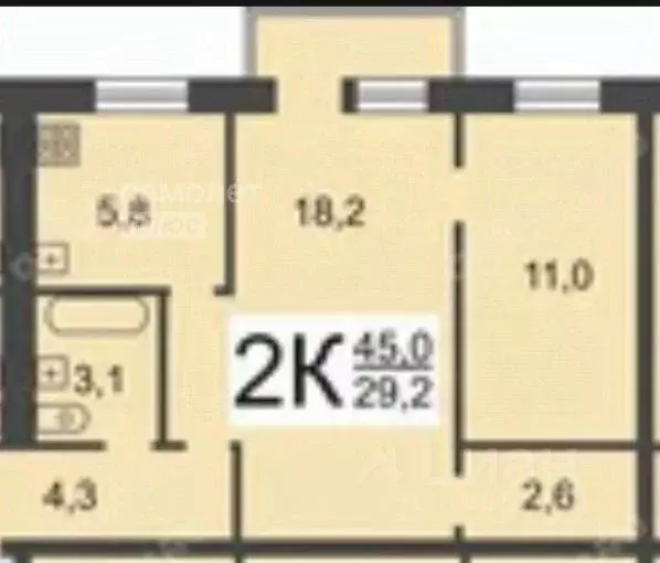 2-к кв. Московская область, Люберцы Хлебозаводская ул., 4 (44.5 м) - Фото 2