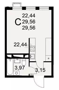 Квартира-студия: Тула, улица Коминтерна, 44 (30.1 м) - Фото 1