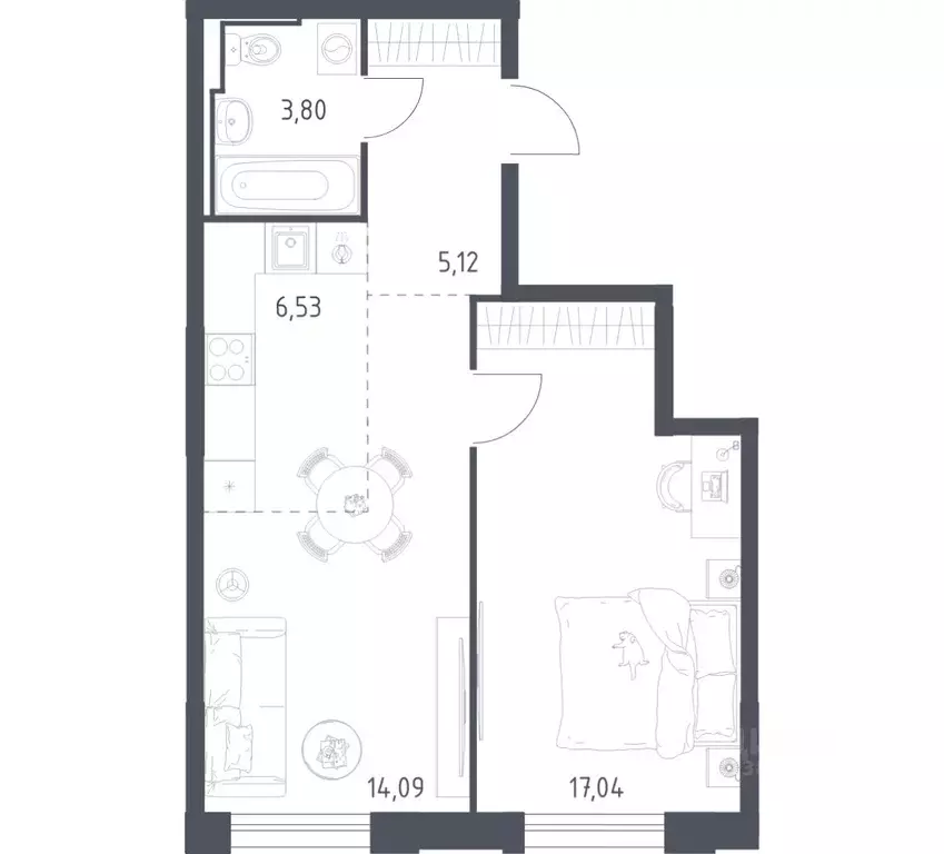 1-к кв. Забайкальский край, Чита Железобетонная ул., 1/4 (46.58 м) - Фото 1