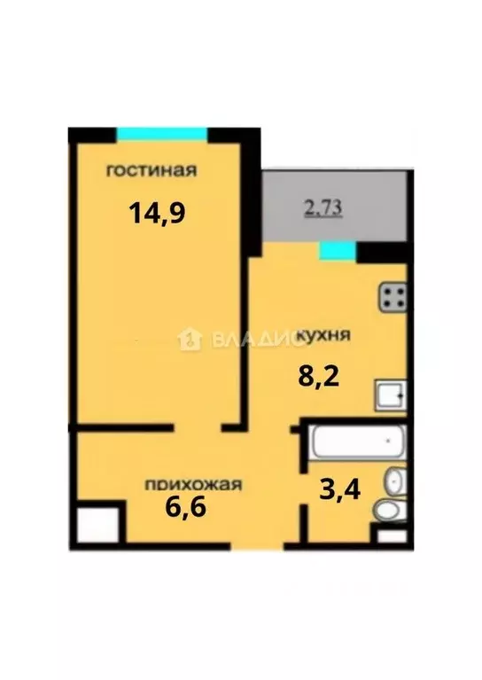 1-к кв. Воронежская область, Воронеж ул. Сельская, 2Ш (33.1 м) - Фото 2