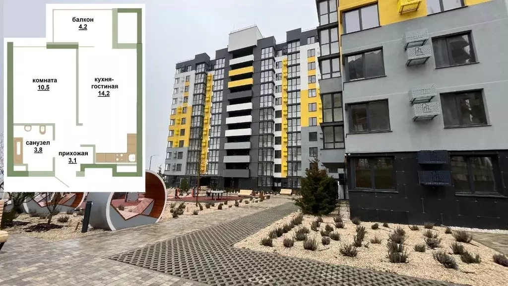 1-к кв. Крым, Симферопольский район, Молодежное пгт  (35.8 м) - Фото 1