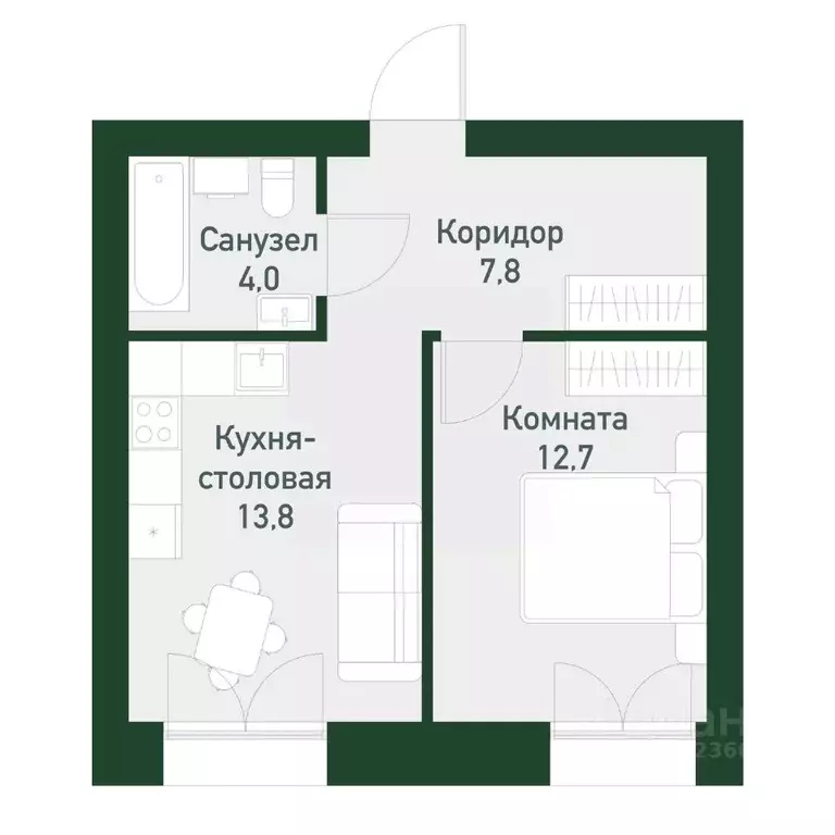 1-к кв. Свердловская область, Екатеринбург Академический мкр, 45-й ... - Фото 0