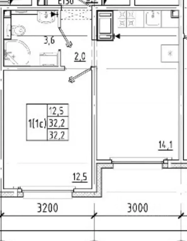 Квартира, 1 комната, 32.2 м - Фото 1