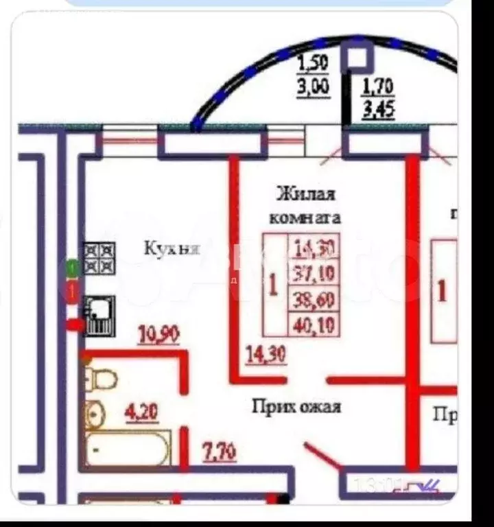 1-комнатная квартира: Иваново, микрорайон Самоцветы, 3 (39 м) - Фото 0