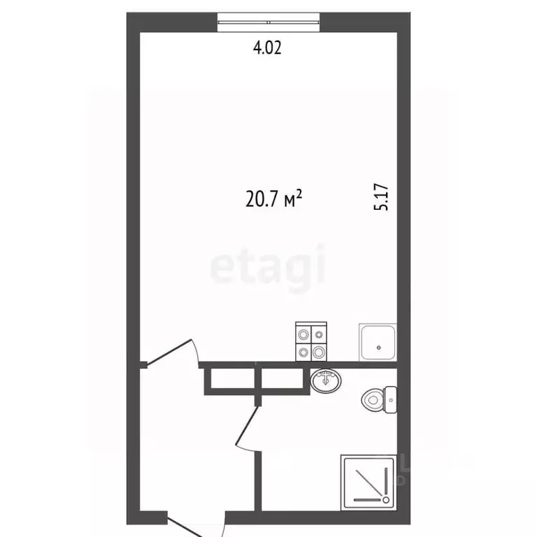 Студия Калужская область, Калуга Хрустальная ул., 44к3 (28.8 м) - Фото 2