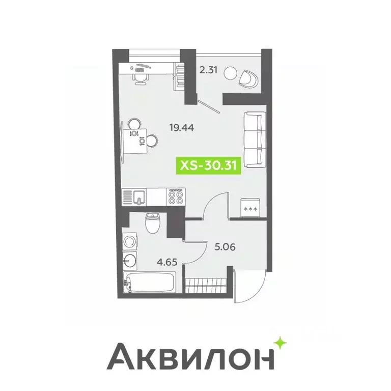 Студия Санкт-Петербург бул. Головнина, 6к1 (30.31 м) - Фото 0