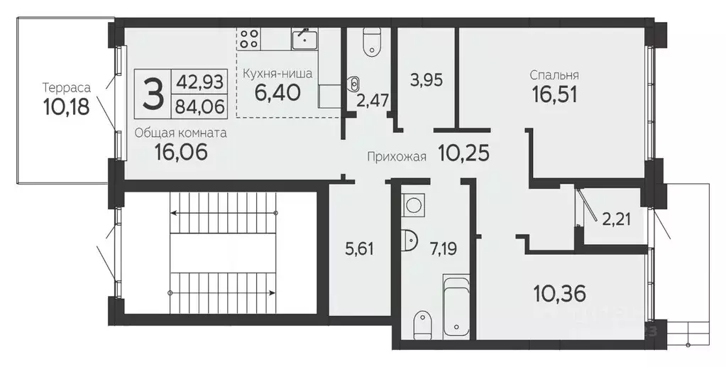 3-к кв. Томская область, Томск Комсомольский просп., 48Б (78.96 м) - Фото 0