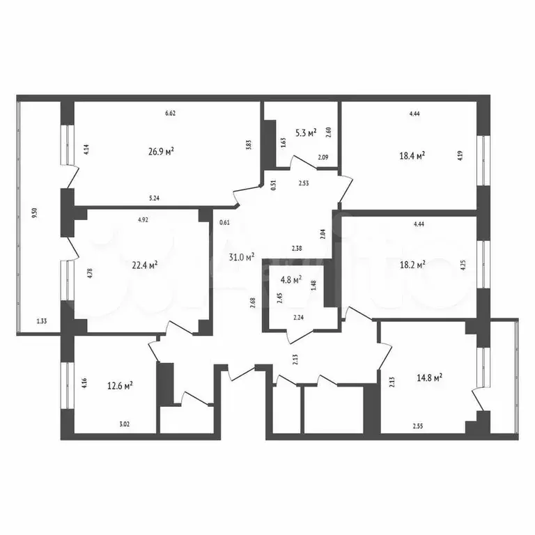 4-к. квартира, 170 м, 4/9 эт. - Фото 0