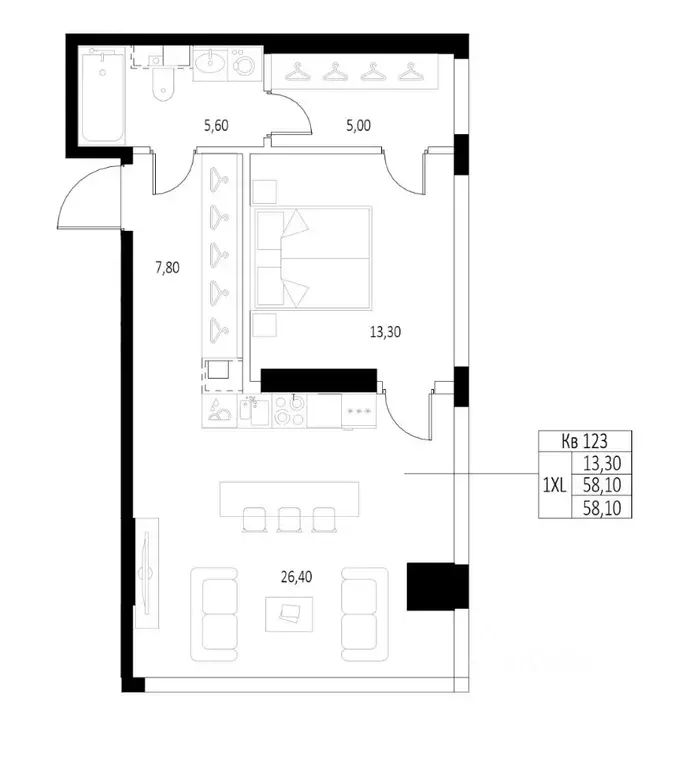 1-к кв. Москва Северный порт жилой комплекс (58.1 м) - Фото 0
