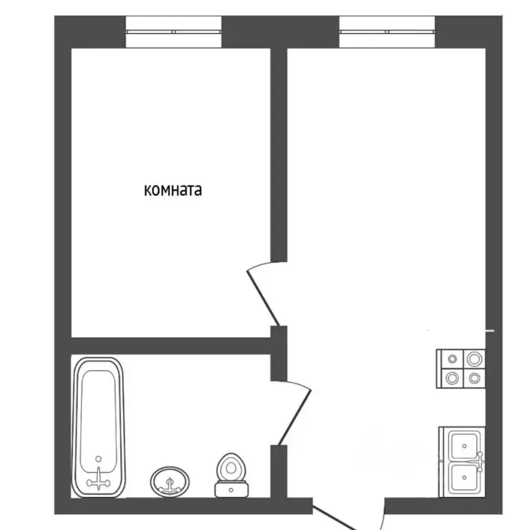 2-к кв. Тюменская область, Тюмень Олимпийская ул., 17 (30.0 м) - Фото 1