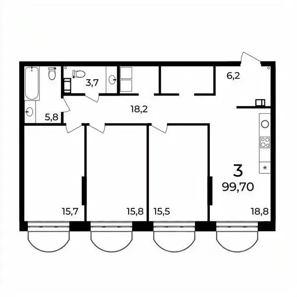 3-к кв. Нижегородская область, Нижний Новгород ул. Воровского, 8 (99.6 ... - Фото 0