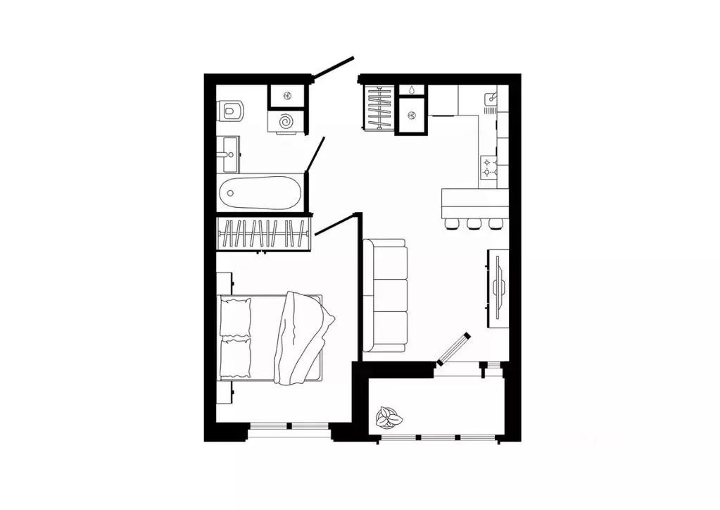 1-к кв. Тульская область, Тула ул. Седова, 26к3 (37.6 м) - Фото 1