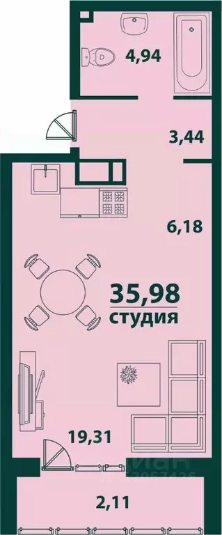 1-к кв. Ульяновская область, Ульяновск 19-й мкр, Аквамарин-2 жилой ... - Фото 0