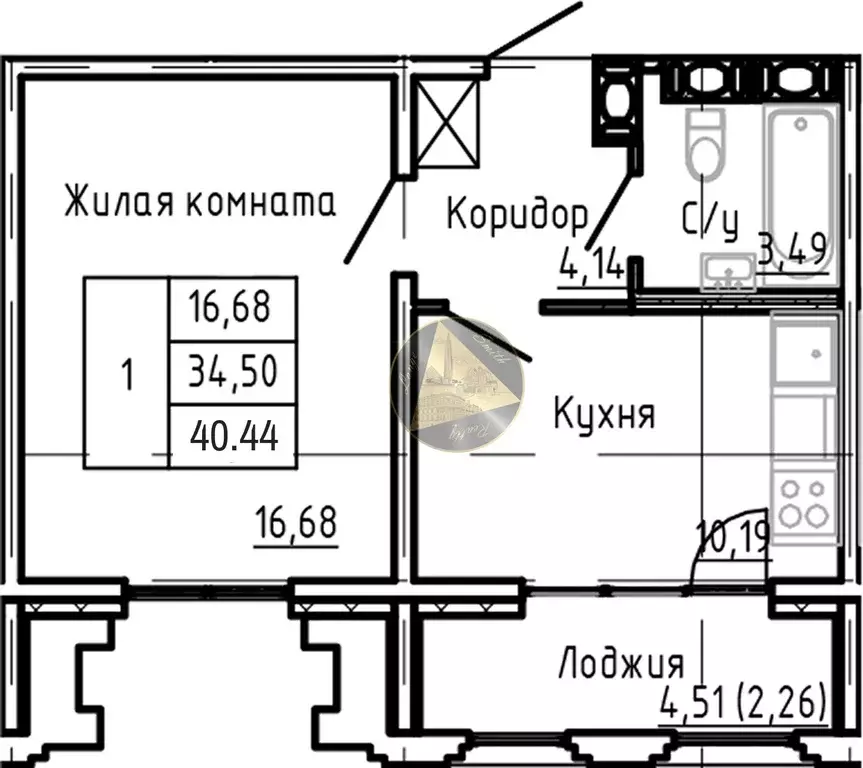 Продаётся 1-к квартира, 40.4 м - Фото 1