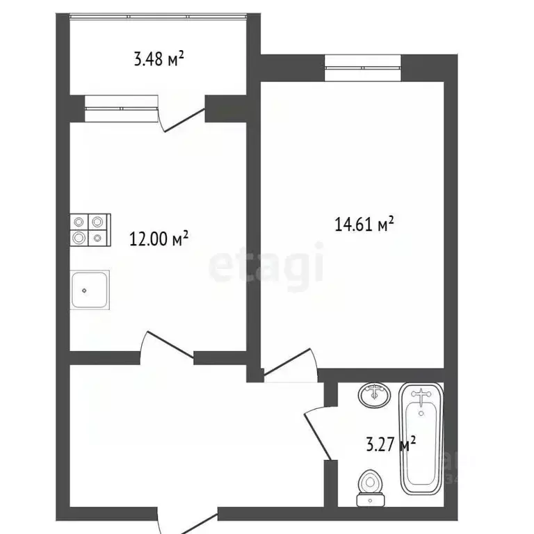 1-к кв. Тюменская область, Тюмень ул. Василия Подшибякина, 19 (36.6 м) - Фото 2
