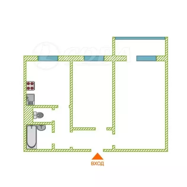 2-комнатная квартира: Курган, жилой район Заозёрный, 1-й микрорайон, ... - Фото 2
