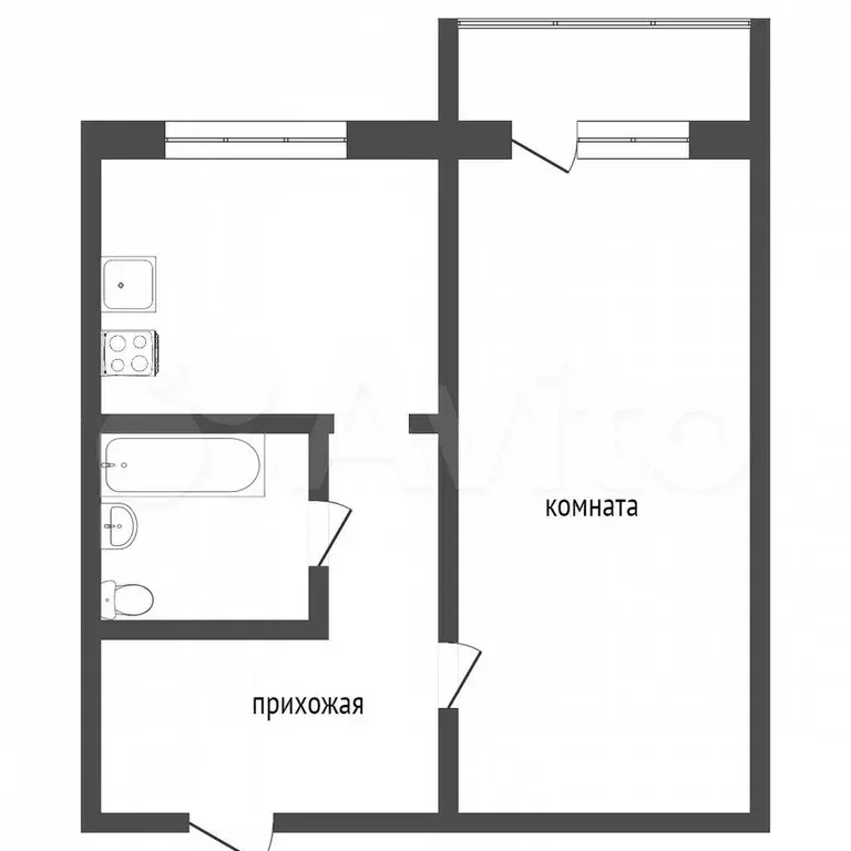 1-к. квартира, 33,5 м, 5/5 эт. - Фото 0