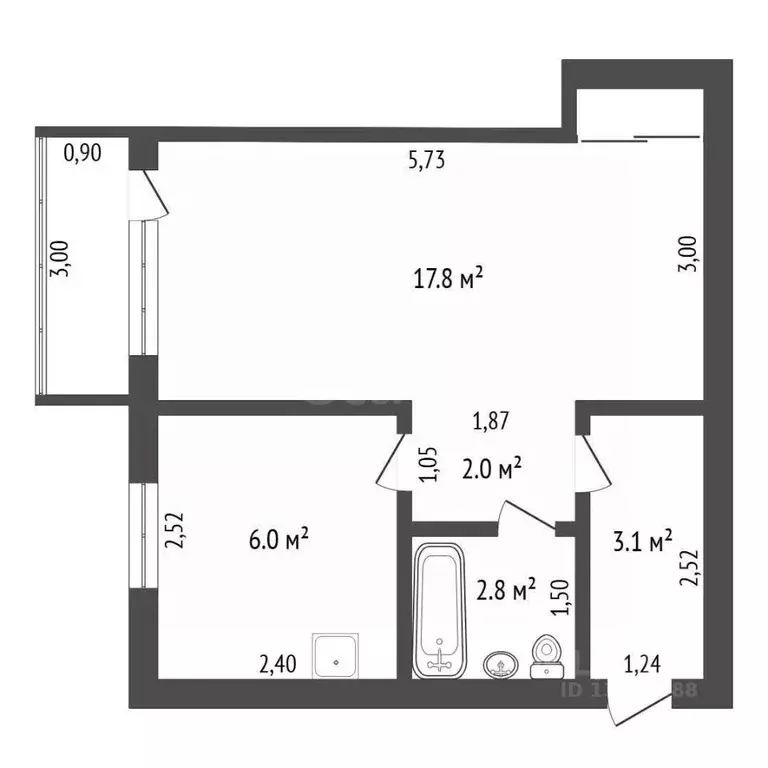 1-к кв. Амурская область, с. Тамбовка ул. Калининская, 47 (31.7 м) - Фото 2