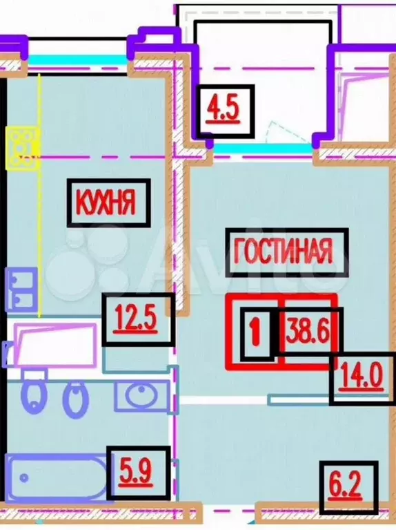 2-к. квартира, 44 м, 11/19 эт. - Фото 0