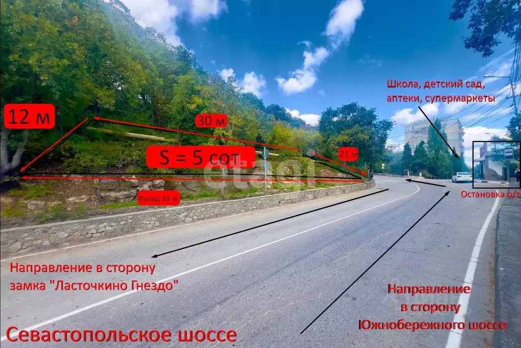 Участок в Крым, Ялта муниципальный округ, Гаспра пгт ш. ... - Фото 2