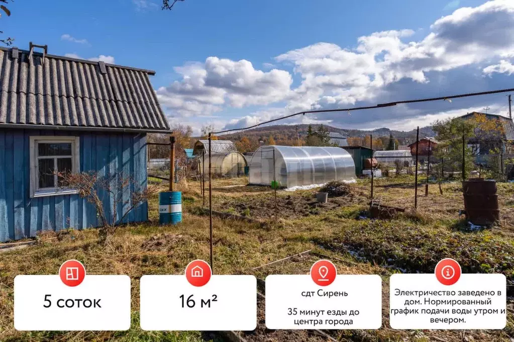 Дом в Хабаровский край, Хабаровский район, Сирень СНТ  (16 м) - Фото 1