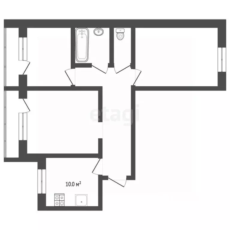 3-к кв. Тюменская область, Тюмень Олимпийская ул., 36 (60.0 м) - Фото 2
