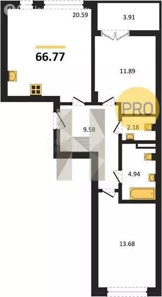 1-комнатная квартира: Гурьевск, улица Героя России Катериничева (49.41 ... - Фото 1