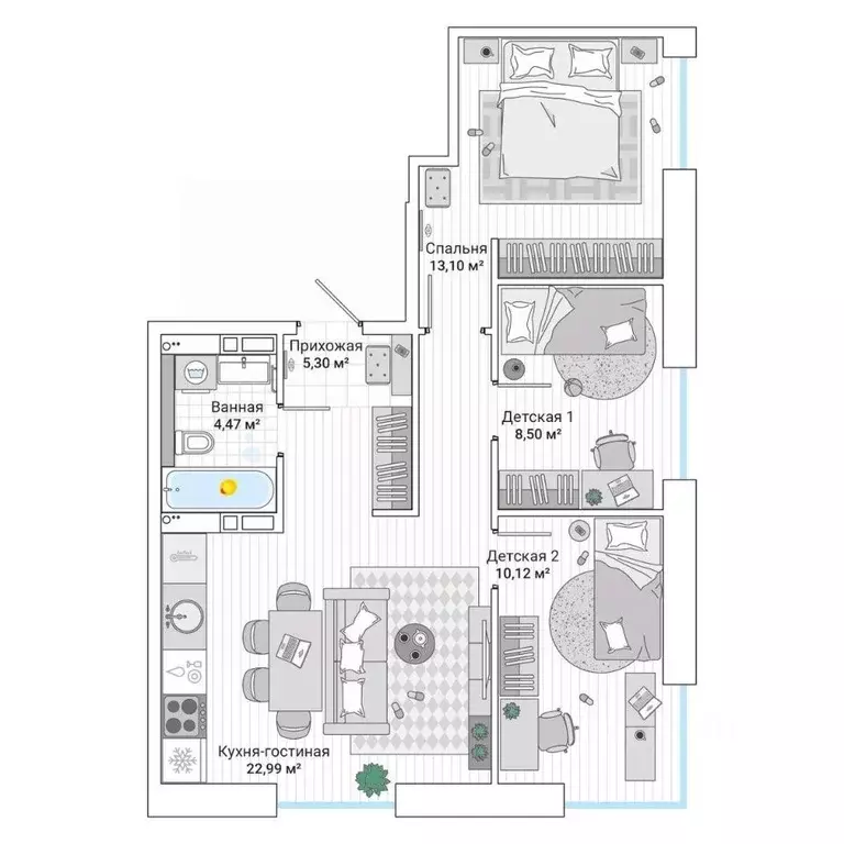 3-к кв. Приморский край, Владивосток ул. Нейбута (65.6 м) - Фото 1