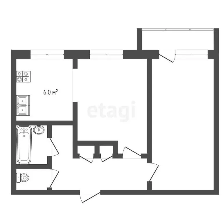 2-комнатная квартира: Елизово, улица Рябикова, 40А (45.4 м) - Фото 1