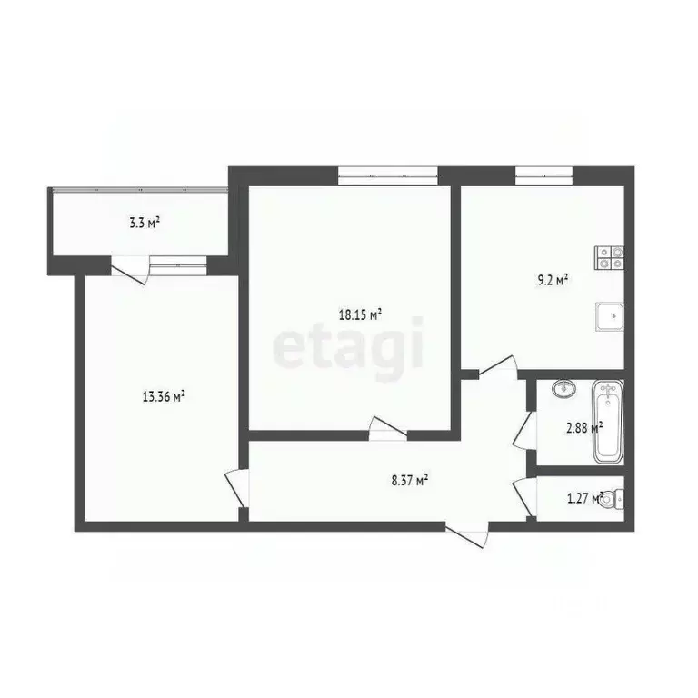 2-к кв. Воронежская область, Воронеж ул. Писателя Маршака, 4 (43.5 м) - Фото 1