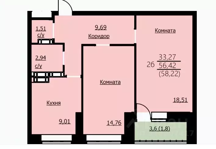 2-к кв. Ярославская область, Ярославль Красноборская ул., 38к2 (58.22 ... - Фото 1
