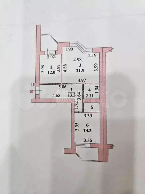 2-к. квартира, 76,1 м, 2/12 эт. - Фото 0