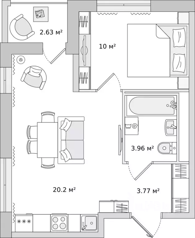 1-к кв. Ленинградская область, Мурино Всеволожский район, ул. Шоссе в ... - Фото 1