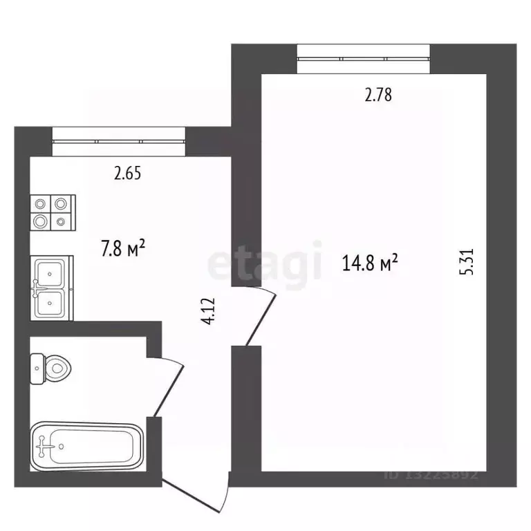 1-к кв. Вологодская область, Вологда ул. Ударников, 21А (25.5 м) - Фото 2