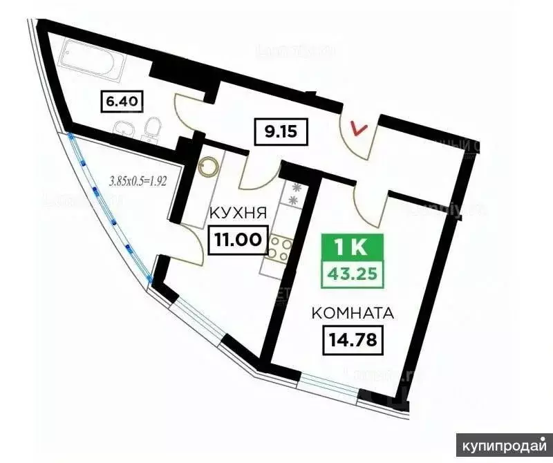 1-к кв. Краснодарский край, Краснодар ул. Стасова, 2/2А (40.9 м) - Фото 1