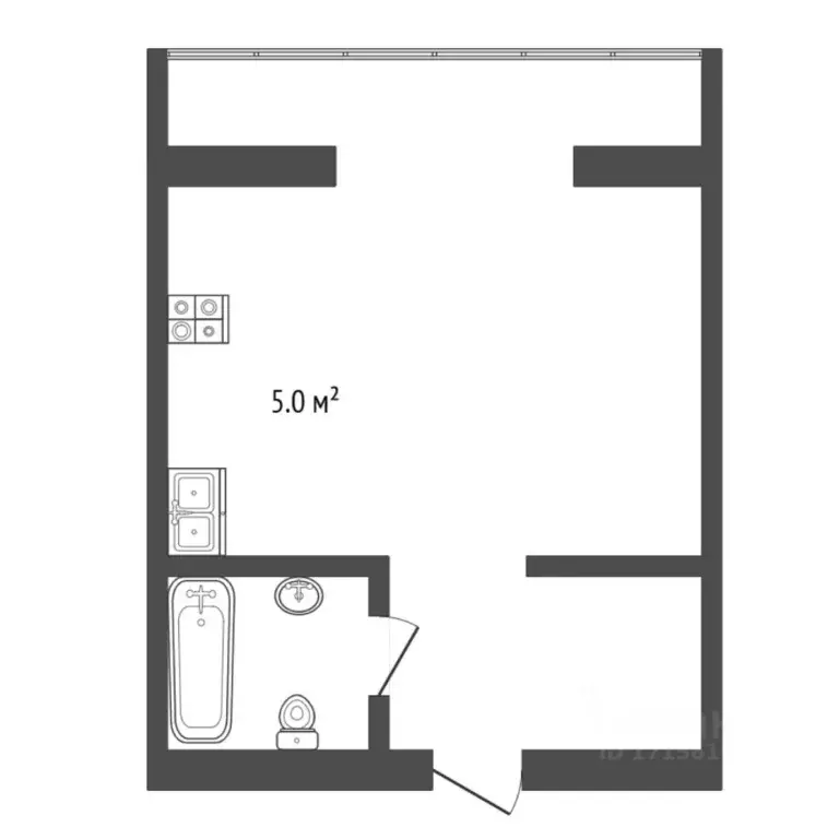 Студия Тюменская область, Тюмень Комбинатская ул., 54к2 (33.0 м) - Фото 1