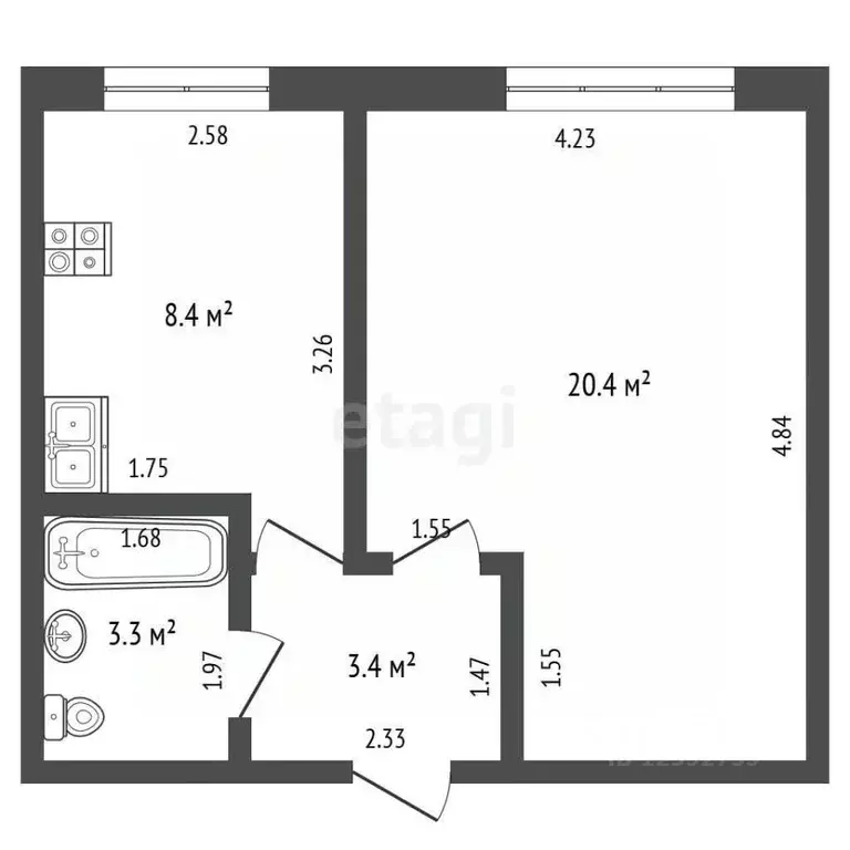 1-к кв. Тамбовская область, Тамбов Тамбов-4 тер., 14 (30.0 м) - Фото 2