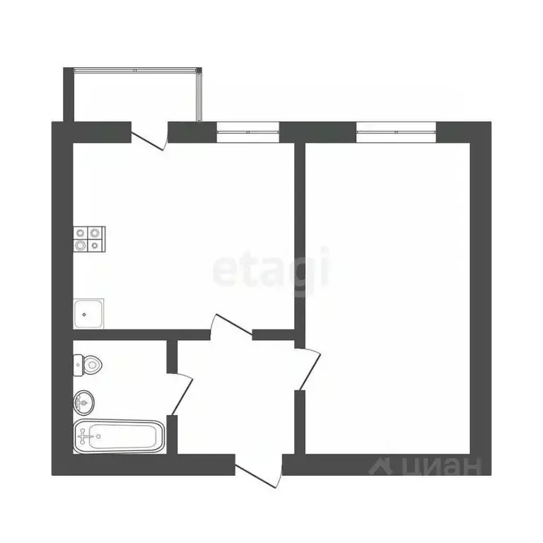 1-к кв. Смоленская область, Смоленск ш. Киевское, 57 (35.5 м) - Фото 2