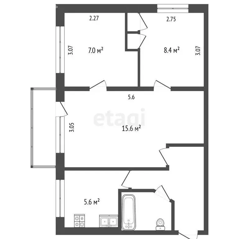 3-комнатная квартира: Петропавловск-Камчатский, улица Абеля, 39 (46 м) - Фото 1