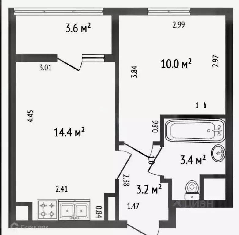 1-к кв. Санкт-Петербург Кузнецовская ул., 58к1 (31.3 м) - Фото 2