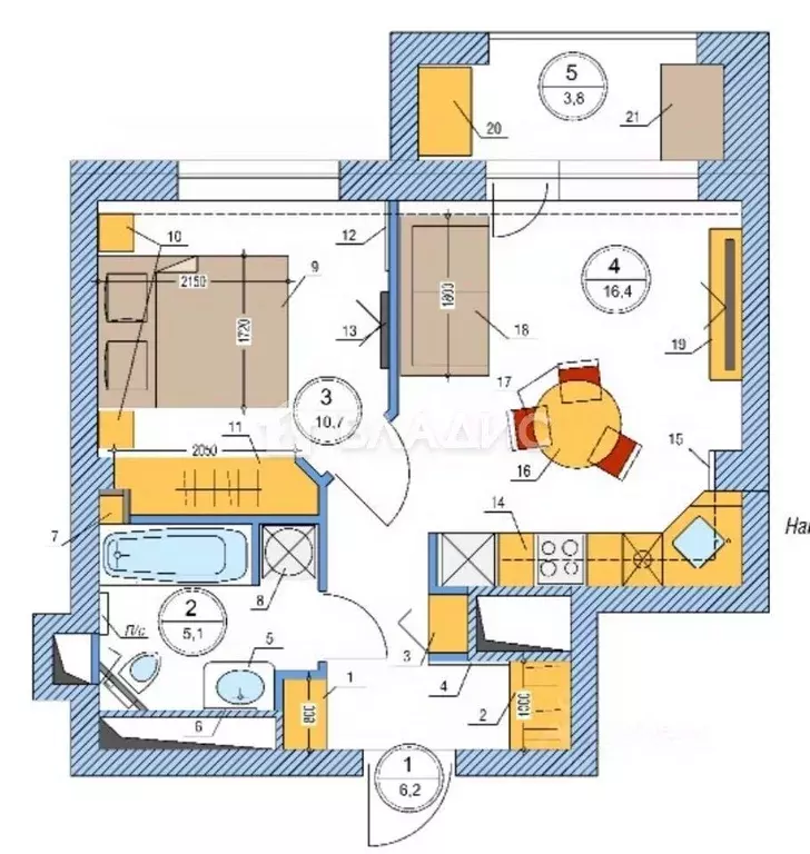 1-к кв. Москва ул. Корабельная, 6 (45.8 м) - Фото 2